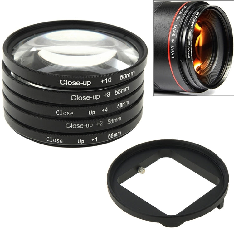 6 in 1 58mm Close-Up Lens Filter Macro Lens Filter + Filter Adapter Ring for GoPro HERO3 - Lens Filter by PMC Jewellery | Online Shopping South Africa | PMC Jewellery | Buy Now Pay Later Mobicred