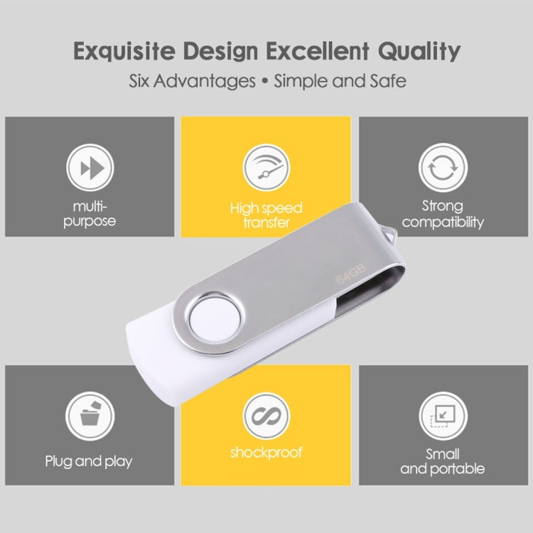 64GB Twister USB 2.0 Flash Disk(White) - USB Flash Drives by PMc TechLife | Online Shopping South Africa | PMc TechLife | Buy Now Pay Later Mobicred