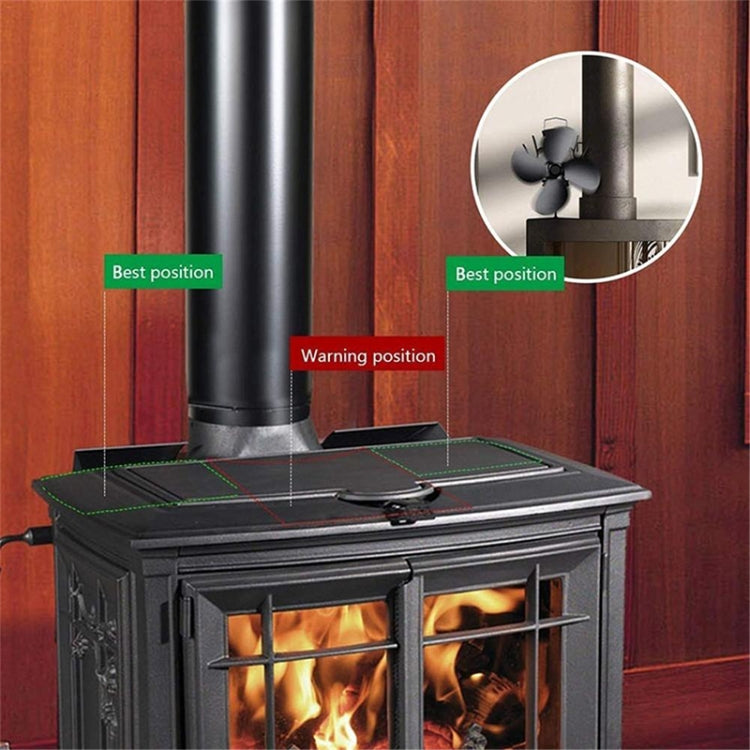 YL603 Eco-friendly Aluminum Alloy Heat Powered Stove Fan with 4 Blades for Wood / Gas / Pellet Stoves (Silver) - Fireplace Fan by PMC Jewellery | Online Shopping South Africa | PMC Jewellery | Buy Now Pay Later Mobicred