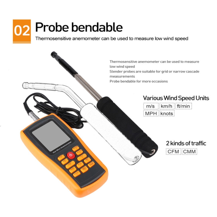 BENETECH GM8903 2.6 inch LCD Screen Digital Hot Wire Wind Speed Wind Temperature Anemometer - free shipping - PMC TechLife - Order now!
