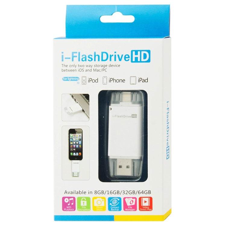 32GB i-Flash Driver HD U Disk USB Drive Memory Stick for iPhone / iPad / iPod touch(White) - U Disk & Card Reader by PMC Jewellery | Online Shopping South Africa | PMC Jewellery | Buy Now Pay Later Mobicred