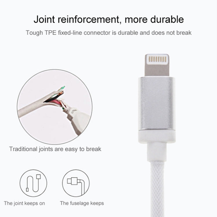 Net Style Metal Head 8 Pin to USB Data / Charger Cable, Cable Length: 1m(White) - Normal Style Cable by PMC Jewellery | Online Shopping South Africa | PMC Jewellery | Buy Now Pay Later Mobicred