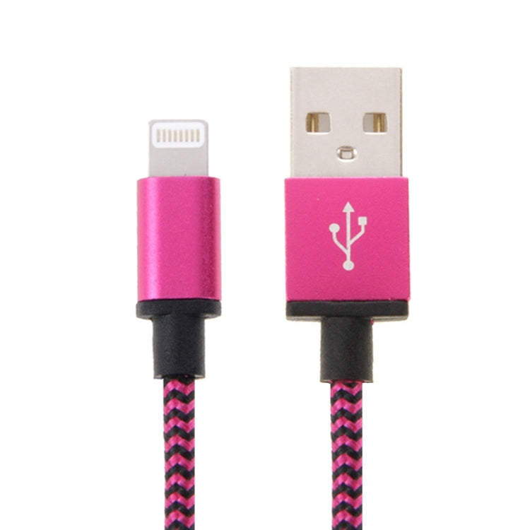 2m Woven Style 8 Pin to USB Sync Data / Charging Cable(Magenta) - free shipping - PMC Jewellery - Order now!