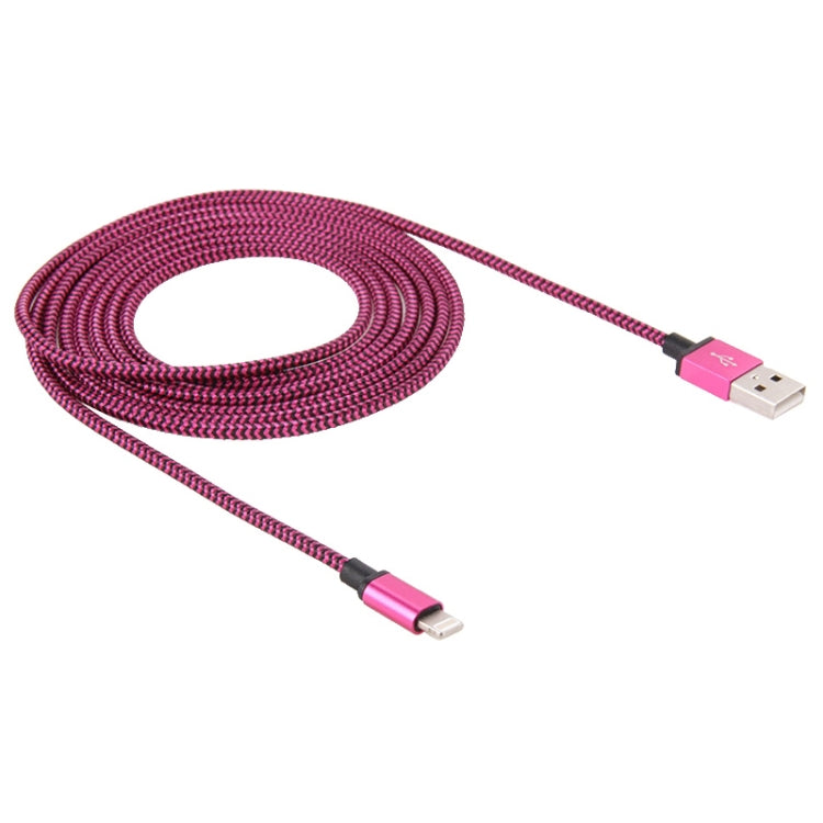2m Woven Style 8 Pin to USB Sync Data / Charging Cable(Magenta) - free shipping - PMC Jewellery - Order now!