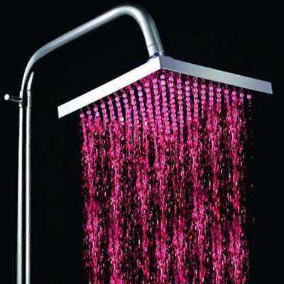 Square Temperature Sensor 3-Color (Blue / Pink / Red) LED Showerhead(Silver) - Shower Head by PMC TechLife | Online Shopping South Africa | PMC TechLife | Buy Now Pay Later Mobicred