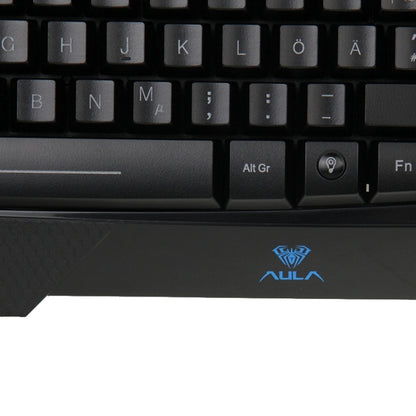 Aula Killing Soul Behead Series Wired USB Silent / Non-slip QWERTZ Keyboard with Blu-ray Backlight + 500-1000Hz Return Rate 7D Game Mouse Combo Kit, German Language Keys - Wired Keyboard by AULA | Online Shopping South Africa | PMC Jewellery | Buy Now Pay Later Mobicred