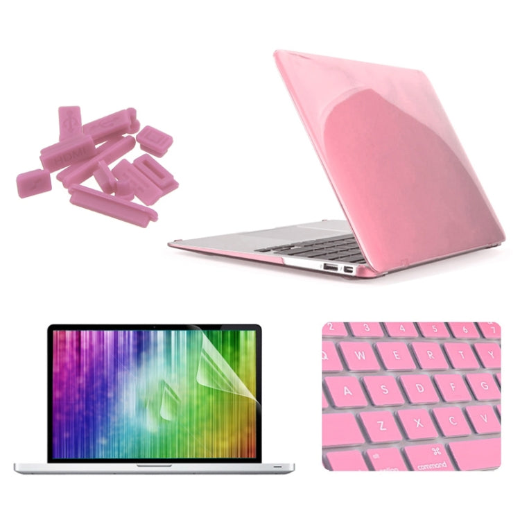 ENKAY for MacBook Air 11.6 inch (US Version) / A1370 / A1465 4 in 1 Crystal Hard Shell Plastic Protective Case with Screen Protector & Keyboard Guard & Anti-dust Plugs(Pink) - MacBook Air Cases by ENKAY | Online Shopping South Africa | PMC Jewellery | Buy Now Pay Later Mobicred