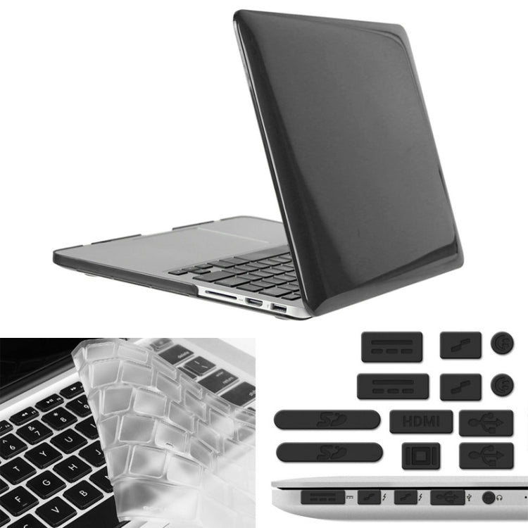 ENKAY for Macbook Pro Retina 15.4 inch (US Version) / A1398 Hat-Prince 3 in 1 Crystal Hard Shell Plastic Protective Case with Keyboard Guard & Port Dust Plug(Black) - MacBook Pro Cases by ENKAY | Online Shopping South Africa | PMC Jewellery | Buy Now Pay Later Mobicred