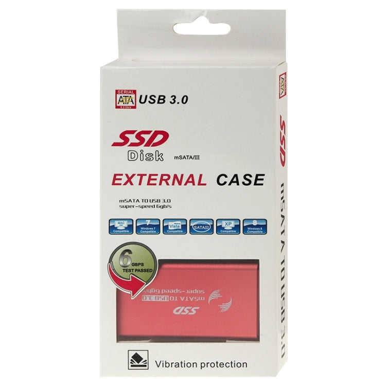 6gb/s mSATA Solid State Disk SSD to USB 3.0 Hard Disk Case(Red) - free shipping - PMC Jewellery - Order now!