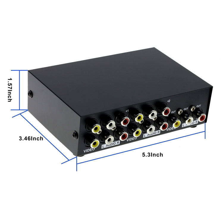 4 Port Input 1 Output Audio Video AV RCA Switch Box - Splitter Adapter by PMC Jewellery | Online Shopping South Africa | PMC Jewellery | Buy Now Pay Later Mobicred