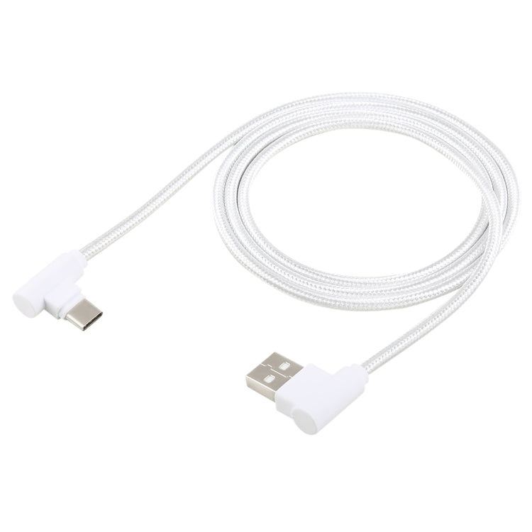 1.2m 2A 90 Copper Wires Woven Elbow USB-C / Type-C 3.1 to USB 2.0 Data / Charger Cable(White) - USB-C & Type-C Cable by PMC TechLife | Online Shopping South Africa | PMC TechLife | Buy Now Pay Later Mobicred