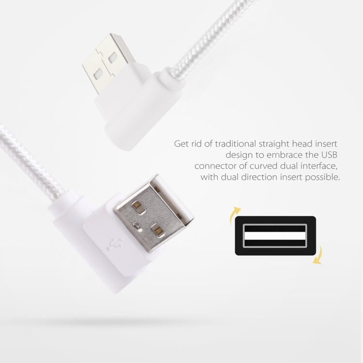 1.2m 2A 90 Copper Wires Woven Elbow USB-C / Type-C 3.1 to USB 2.0 Data / Charger Cable(White) - USB-C & Type-C Cable by PMC TechLife | Online Shopping South Africa | PMC TechLife | Buy Now Pay Later Mobicred