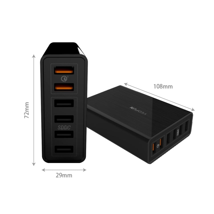 VEDFUN TurboCube D620 Six Ports Quick Charge 3.0 + SDDC Technology USB Charger, EU/US/UK Plug - USB Charger by VEDFUN | Online Shopping South Africa | PMC Jewellery | Buy Now Pay Later Mobicred