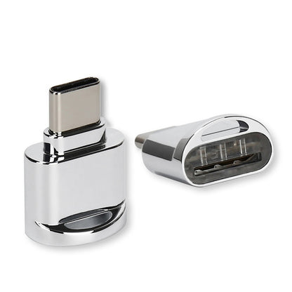 TF Card to USB-C / Type-C Male Aluminum Alloy OTG Adapter with Keychain(Silver) - OTG Adapter by PMC Jewellery | Online Shopping South Africa | PMC Jewellery