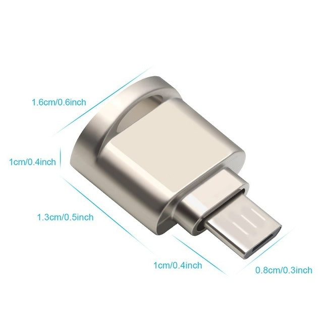 TF Card to USB-C / Type-C Male Aluminum Alloy OTG Adapter with Keychain(Silver) - OTG Adapter by PMC Jewellery | Online Shopping South Africa | PMC Jewellery