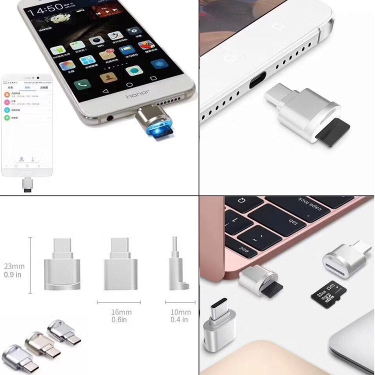 TF Card to USB-C / Type-C Male Aluminum Alloy OTG Adapter with Keychain(Silver) - OTG Adapter by PMC Jewellery | Online Shopping South Africa | PMC Jewellery