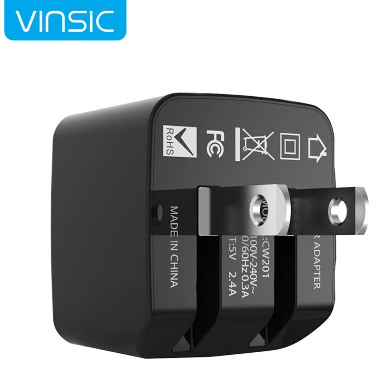 Vinsic 12W 5V 2.4A Output Dual USB Wall Charger USB Charger Adapter - USB Charger by VINSIC | Online Shopping South Africa | PMC Jewellery | Buy Now Pay Later Mobicred