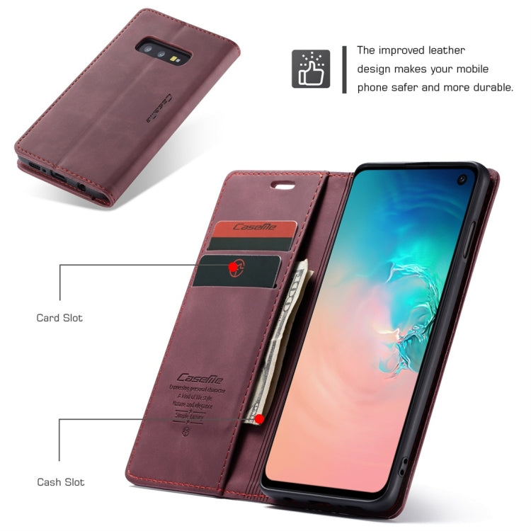 CaseMe-013 Multifunctional Retro Frosted Horizontal Flip Leather Case for Galaxy S10 E, with Card Slot & Holder & Wallet (Wine Red) - Galaxy Phone Cases by CaseMe | Online Shopping South Africa | PMC Jewellery | Buy Now Pay Later Mobicred