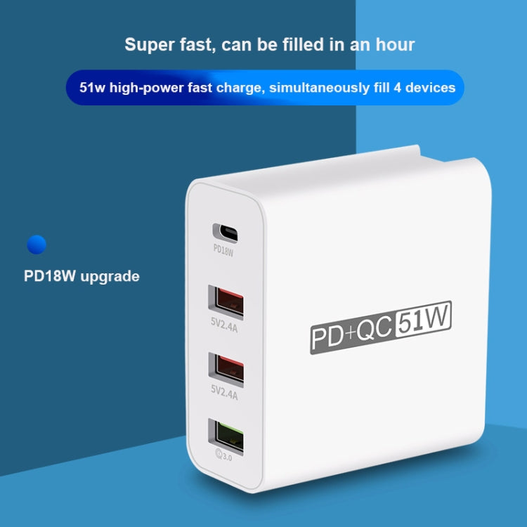 WLX-A6 4 Ports Quick Charging USB Travel Charger Power Adapter, US Plug - USB Charger by PMC Jewellery | Online Shopping South Africa | PMC Jewellery | Buy Now Pay Later Mobicred