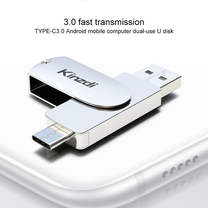 Kinzdi 32GB USB 3.0 + Type-C 3.0 Interface Metal Twister Flash Disk V11 (Silver) - USB Flash Drives by Kinzdi | Online Shopping South Africa | PMC Jewellery | Buy Now Pay Later Mobicred