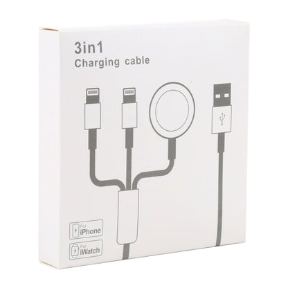 For iPhone / Apple Watch 3 In 1 8 Pin + Type-C / USB-C + Magnetic Charging Base Multi-function Charging Cable, Length: 1m(Black) - Multifunction Cable by PMC Jewellery | Online Shopping South Africa | PMC Jewellery | Buy Now Pay Later Mobicred