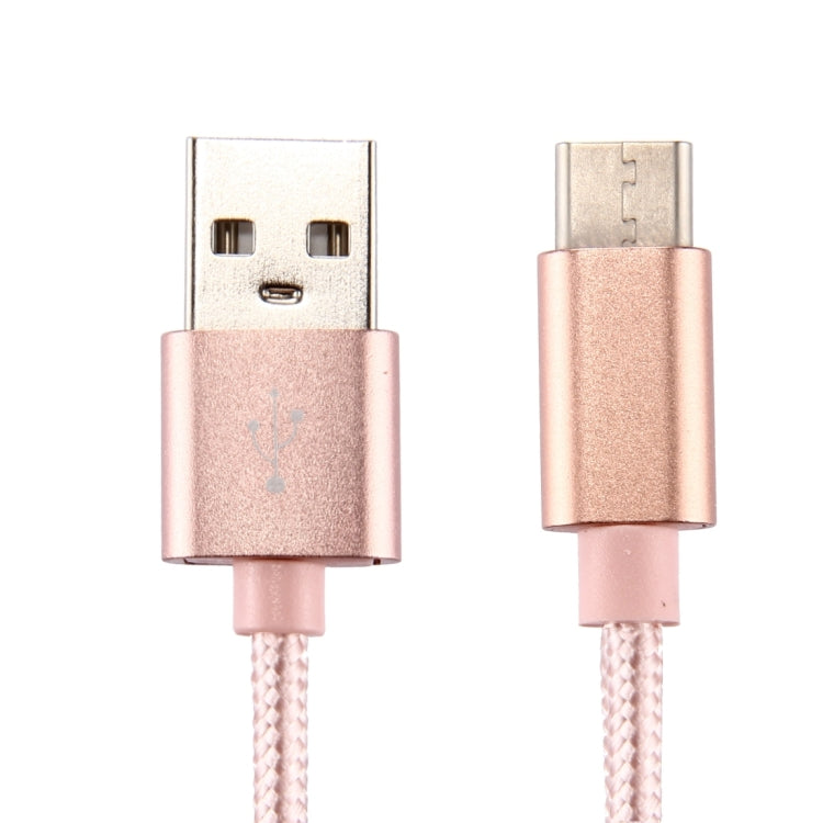 Knit Texture USB to USB-C / Type-C Data Sync Charging Cable, Cable Length: 2m, 3A Output(Rose Gold) - USB-C & Type-C Cable by PMC Jewellery | Online Shopping South Africa | PMC Jewellery | Buy Now Pay Later Mobicred