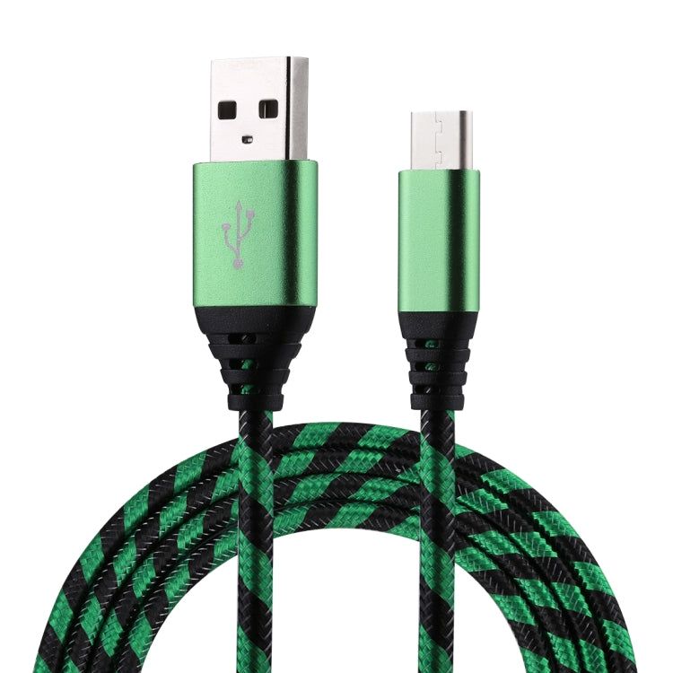 1m USB to USB-C / Type-C Nylon Weave Style Data Sync Charging Cable(Green) - USB-C & Type-C Cable by PMC TechLife | Online Shopping South Africa | PMC TechLife | Buy Now Pay Later Mobicred