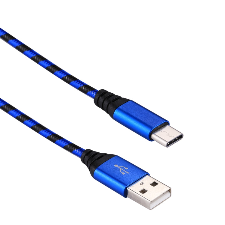 1m USB to USB-C / Type-C Nylon Weave Style Data Sync Charging Cable(Blue) - USB-C & Type-C Cable by PMC TechLife | Online Shopping South Africa | PMC TechLife | Buy Now Pay Later Mobicred