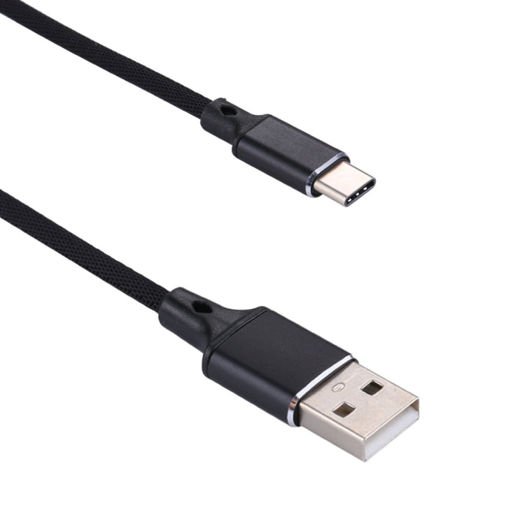 1m 2A Output USB to USB-C / Type-C Nylon Weave Style Data Sync Charging Cable(Black) - USB-C & Type-C Cable by PMC Jewellery | Online Shopping South Africa | PMC Jewellery | Buy Now Pay Later Mobicred