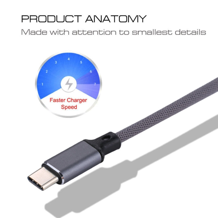 1m 2A Output USB to USB-C / Type-C Nylon Weave Style Data Sync Charging Cable(Grey) - USB-C & Type-C Cable by PMC TechLife | Online Shopping South Africa | PMC TechLife | Buy Now Pay Later Mobicred