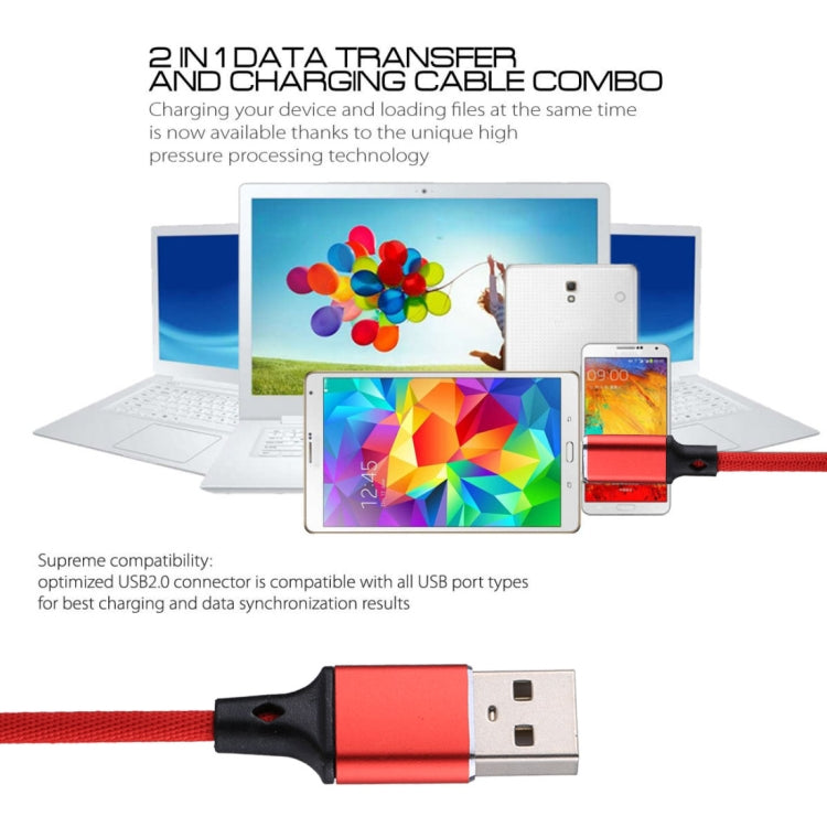 1m 2A Output USB to USB-C / Type-C Nylon Weave Style Data Sync Charging Cable(Red) - USB-C & Type-C Cable by PMC TechLife | Online Shopping South Africa | PMC TechLife | Buy Now Pay Later Mobicred
