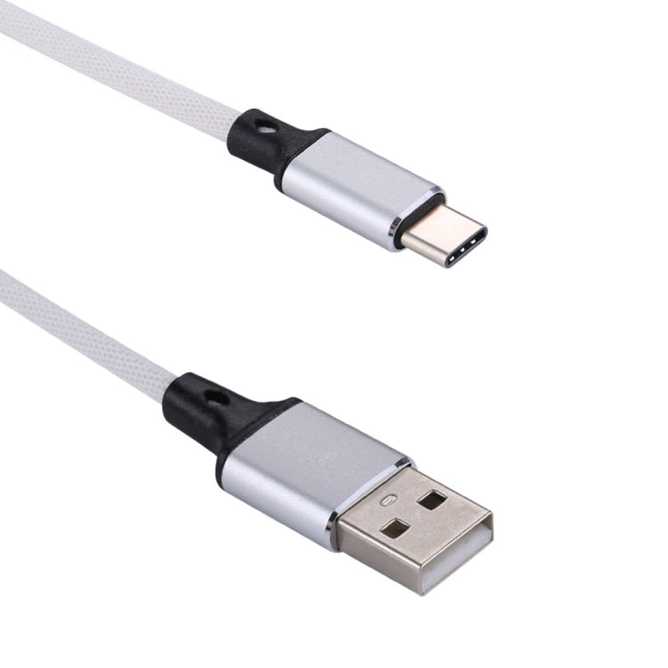 1m 2A Output USB to USB-C / Type-C Nylon Weave Style Data Sync Charging Cable(White) - USB-C & Type-C Cable by PMC TechLife | Online Shopping South Africa | PMC TechLife | Buy Now Pay Later Mobicred