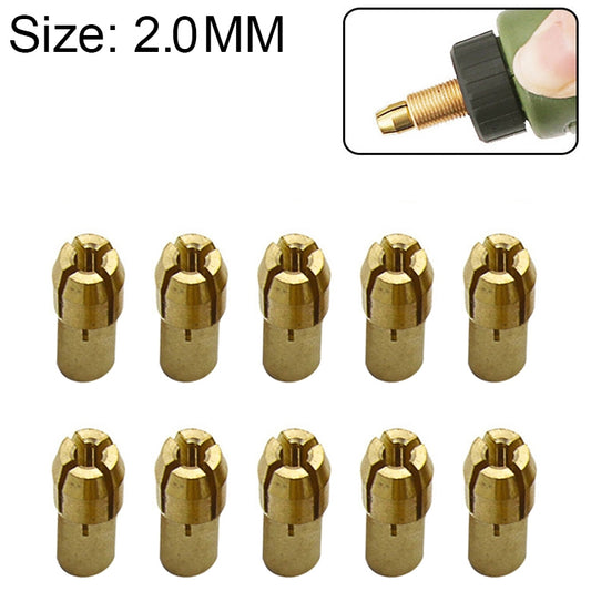 10 PCS Three-claw Copper Clamp Nut for Electric Mill Fittings，Bore diameter: 2.0mm - Hex Key & Spanner by PMC Jewellery | Online Shopping South Africa | PMC Jewellery | Buy Now Pay Later Mobicred