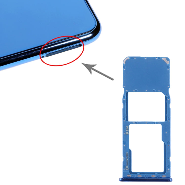 For Galaxy A7 (2018) / A750F SIM Card Tray + Micro SD Card Tray (Blue) - free shipping - PMc TechLife - Order now!