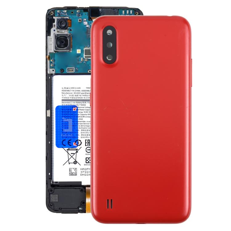 For Samsung Galaxy A01 SM-A015F Back Cover with Camera Lens Cover(Red) - free shipping - PMC TechLife - Order now!