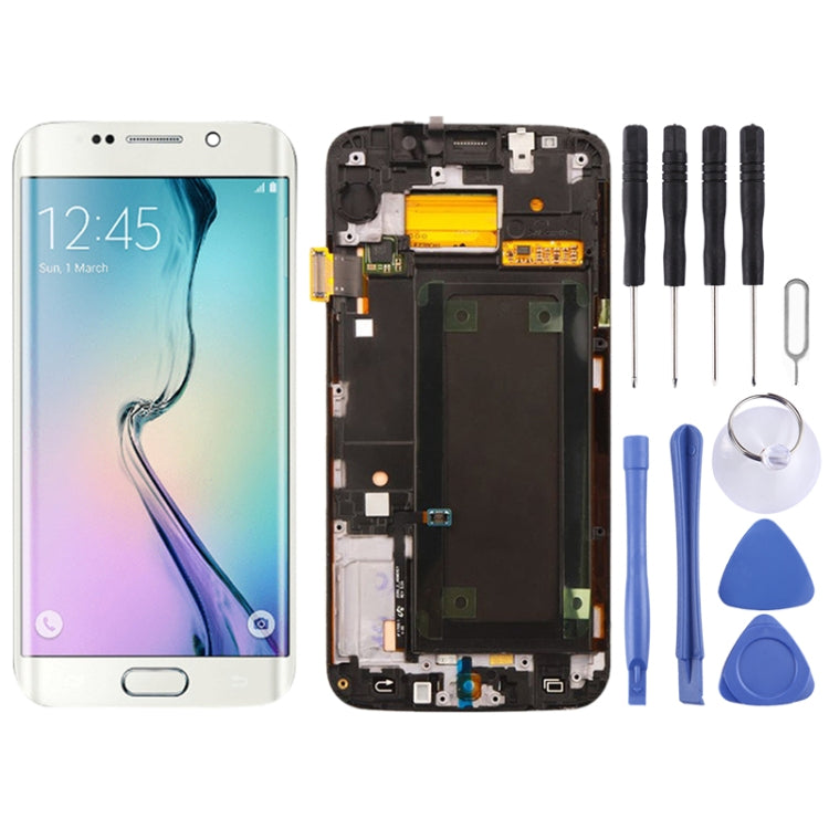 Original Super AMOLED LCD Screen For Samsung Galaxy S6 Edge SM-G925F Digitizer Full Assembly with Frame (White) - free shipping - PMC TechLife - Order now!