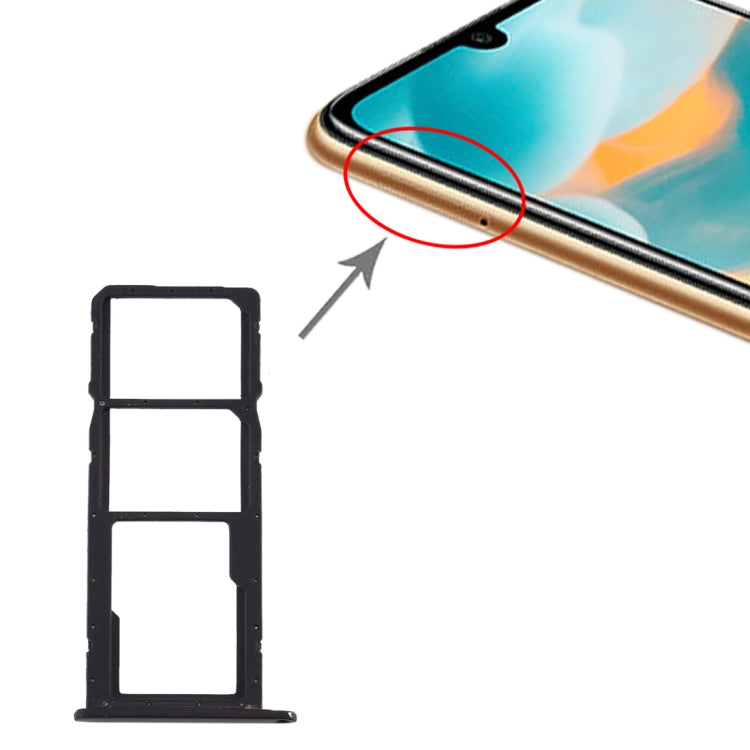 SIM Card Tray + SIM Card Tray + Micro SD Card Tray for Huawei Y6 (2019) (Black) - Card Socket by PMC TechLife | Online Shopping South Africa | PMC TechLife