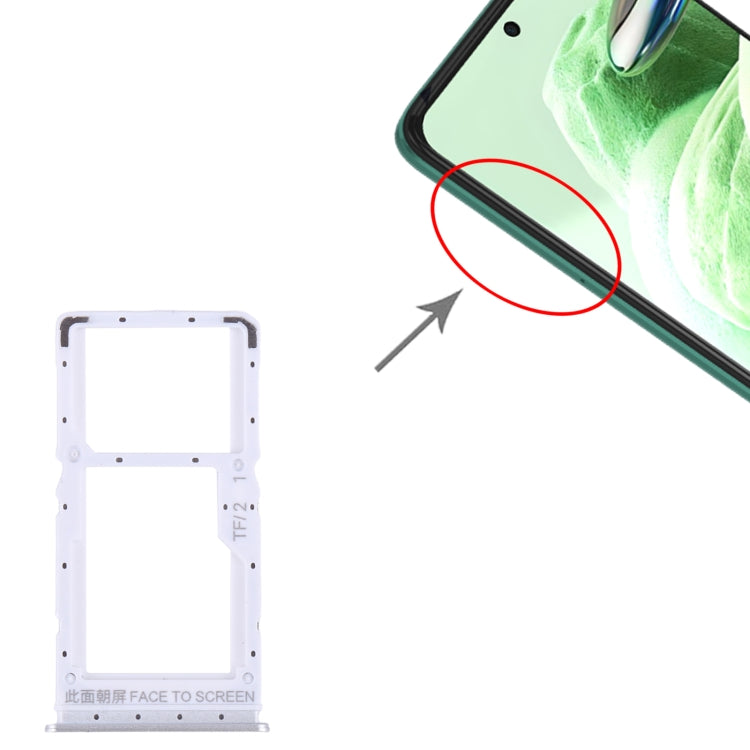 For Xiaomi Redmi Note 12 5G SIM Card Tray + SIM / Micro SD Card Tray (Silver) - Card Tray by PMC TechLife | Online Shopping South Africa | PMC TechLife
