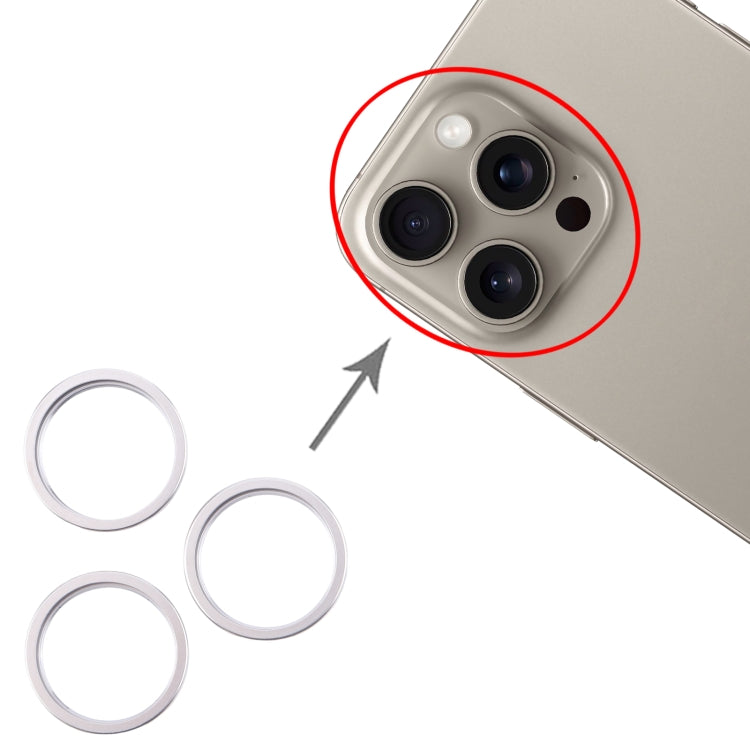 For iPhone 16 Pro 3pcs/set Rear Camera Glass Lens Metal Outside Protector Hoop Ring (Silver) -  by PMC Jewellery | Online Shopping South Africa | PMC Jewellery | Buy Now Pay Later Mobicred