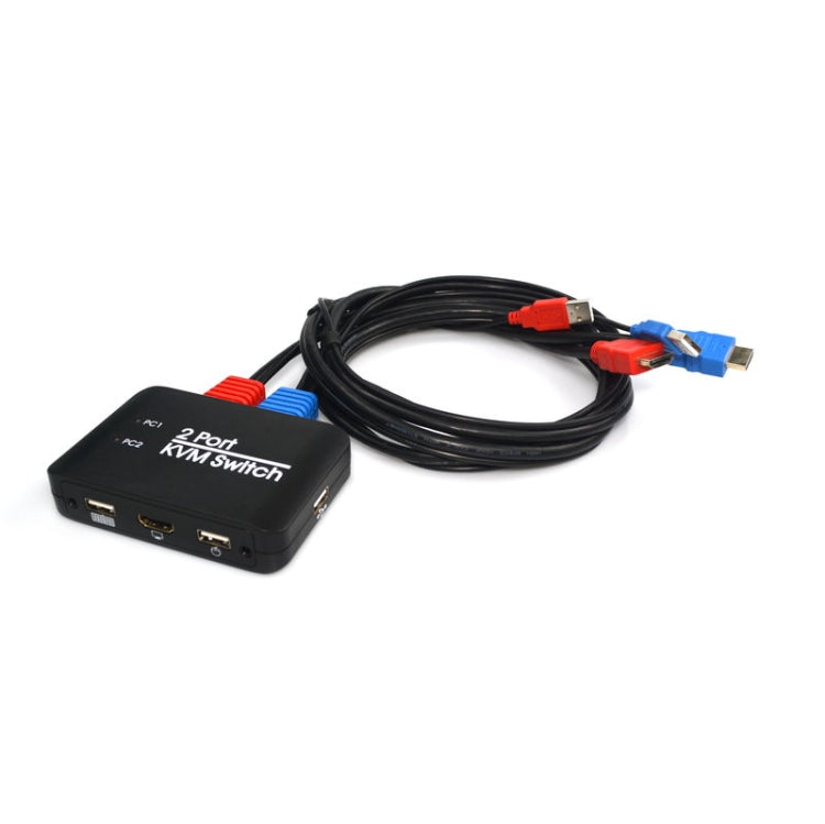 2 Ports USB HDMI KVM Switch Switcher with Cable for Monitor, Keyboard, Mouse, HDMI Switch, Support U Disk Read - free shipping - PMC Jewellery - Order now!