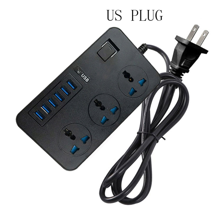 T09 3000W High Power Multi-Function Plug-in 3-Hole International Universal Jack + 6 USB Intelligent Charging US PLUG - Extension Socket by PMC Jewellery | Online Shopping South Africa | PMC Jewellery | Buy Now Pay Later Mobicred