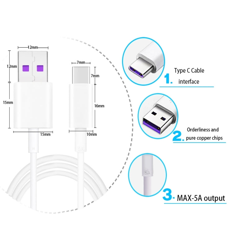 5A USB to USB-C / Type-C Flash Charging Data Cable, Cable Length: 1m - USB-C & Type-C Cable by PMC TechLife | Online Shopping South Africa | PMC TechLife | Buy Now Pay Later Mobicred