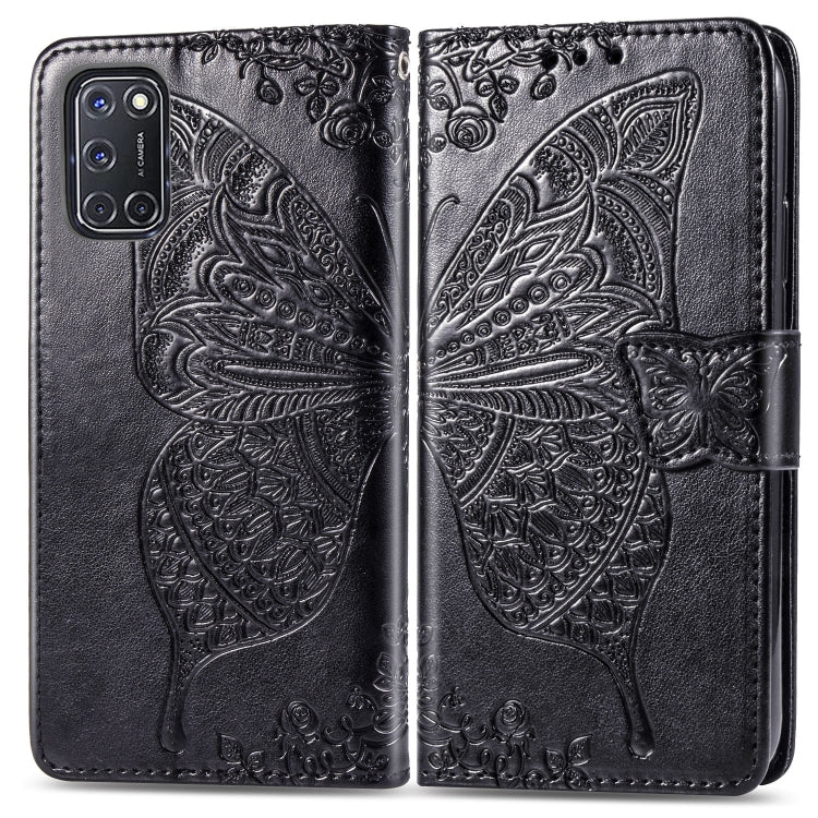 For OPPO A52/A72/A92 Butterfly Love Flower Embossed Horizontal Flip Leather Case with Bracket / Card Slot / Wallet / Lanyard(Black) - OPPO Cases by PMC Jewellery | Online Shopping South Africa | PMC Jewellery | Buy Now Pay Later Mobicred