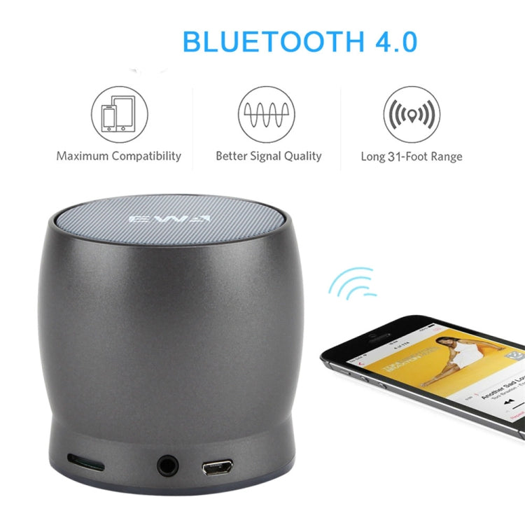 EWA A150 Portable Mini Bluetooth Speaker Wireless Hifi Stereo Strong Bass Music Boom Box Metal Subwoofer, Support Micro SD Card & 3.5mm AUX(Black Gray) - Desktop Speaker by EWA | Online Shopping South Africa | PMC Jewellery | Buy Now Pay Later Mobicred