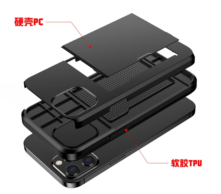 For iPhone 12 mini Shockproof Rugged Armor Protective Case with Card Slot(Dark Blue) - iPhone 12 mini Cases by PMC TechLife | Online Shopping South Africa | PMC TechLife