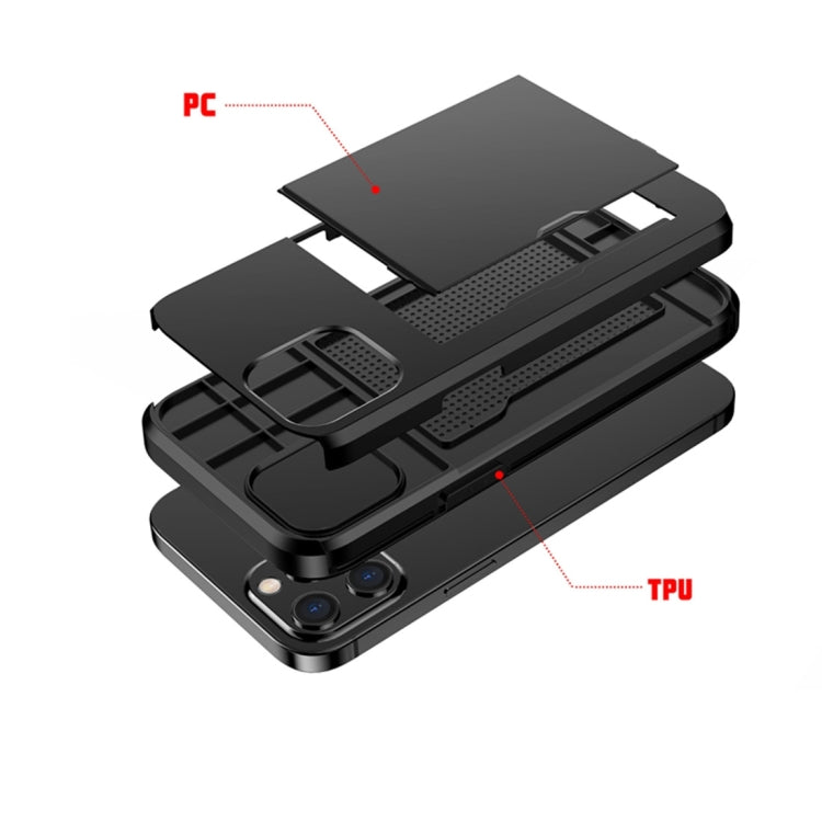 For iPhone 12 mini Shockproof Rugged Armor Protective Case with Card Slot(Dark Blue) - iPhone 12 mini Cases by PMC TechLife | Online Shopping South Africa | PMC TechLife