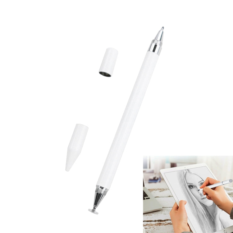 Imitation Porcelain 2 in 1 Mobile Phone Touch Screen Capacitive Pen for Apple / Huawei / Xiaomi / Samsung(White) - Pencil Accessories by PMC Jewellery | Online Shopping South Africa | PMC Jewellery | Buy Now Pay Later Mobicred