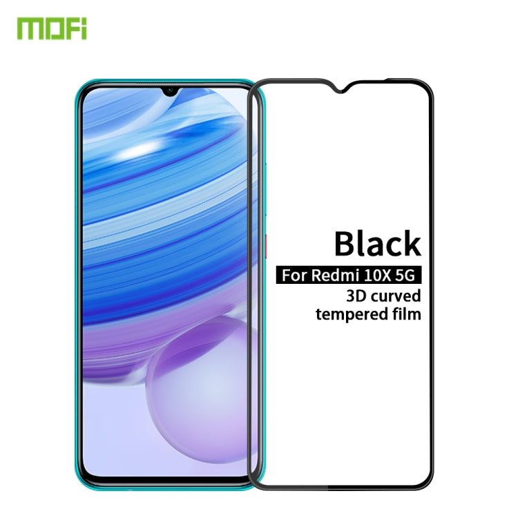 For Xiaomi Redmi 10X 5G MOFI 9H 3D Explosion-proof Curved Screen Tempered Glass Film(Black) -  by MOFI | Online Shopping South Africa | PMC Jewellery