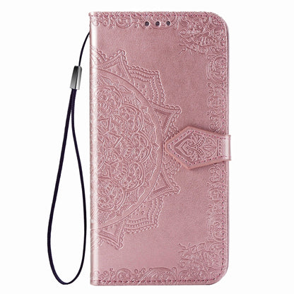 For Samsung Galaxy Note20 Ultra Halfway Mandala Embossing Pattern Horizontal Flip Leather Case with Holder & Card Slots & Wallet & Lanyard(Rose Gold) - Galaxy Note20 Ultra Cases by PMC Jewellery | Online Shopping South Africa | PMC Jewellery