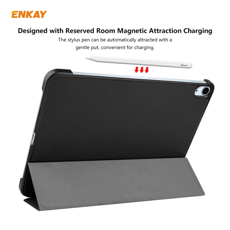 For iPad Air 11 2024 / Pro 11 2018 / Air 10.9 2022 ENKAY 3-folding Plastic Leather Smart Tablet Case(Black) - iPad Air (2022) / (2020) 10.9 Cases by ENKAY | Online Shopping South Africa | PMC Jewellery | Buy Now Pay Later Mobicred